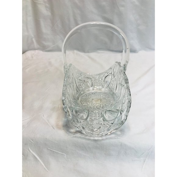 Vintage L.E. Smith crystal basket with applied solid glass handle. - Picture 4 of 11